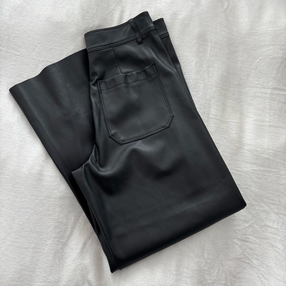 NWOT Zara Marine Straight Leg Faux Leather Pants Size 10